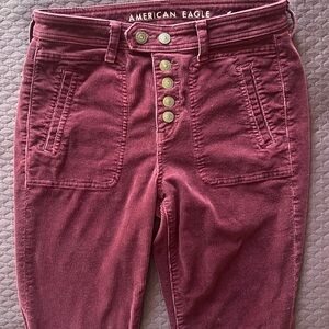 American Eagle Outfitters Super-Stretch Burgundy Corduroy Pants. Size 4